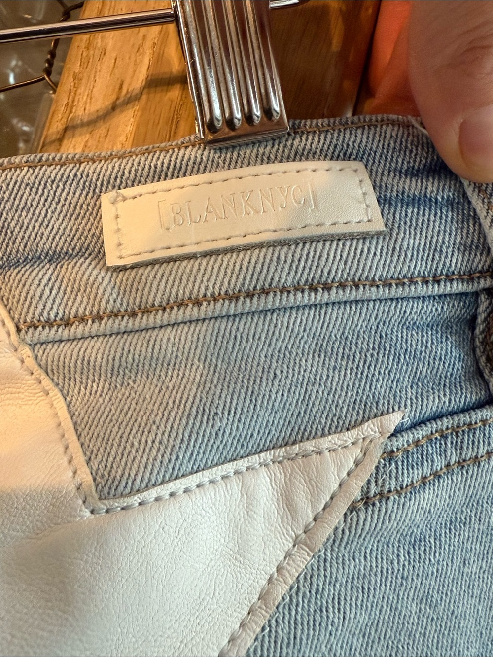 Blank NYC Light Blue Straight Leg Jeans with White Star Appliqués - Picture 4 of 4